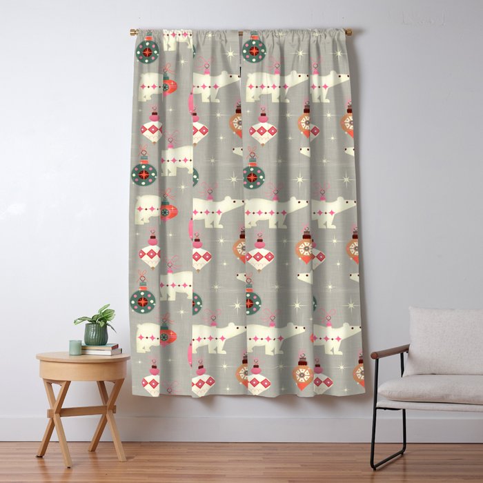 Festive Ornaments And Polar Bear Window Curtain Gallery Image 5