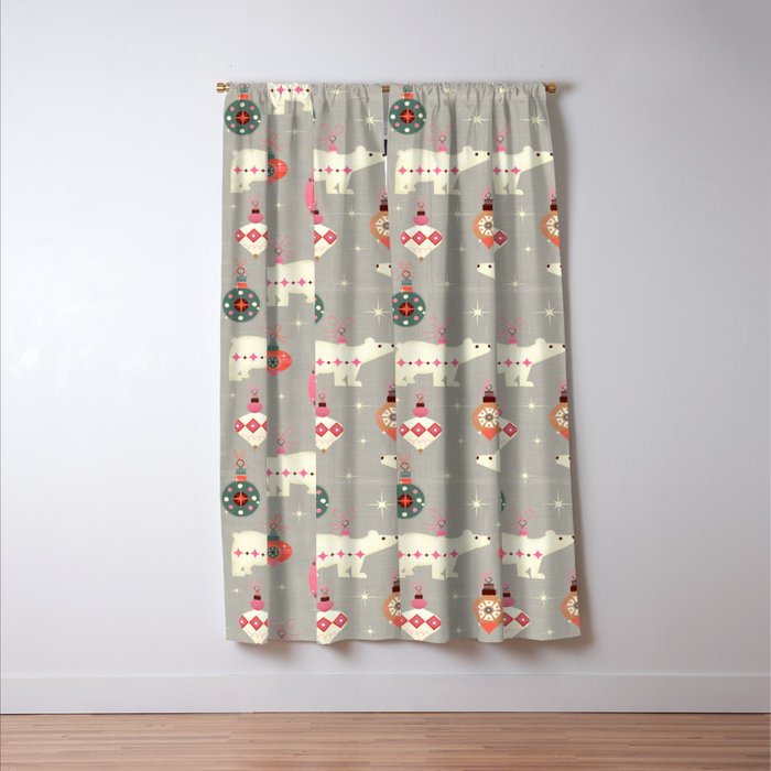 Festive Ornaments And Polar Bear Window Curtain Gallery Image 3