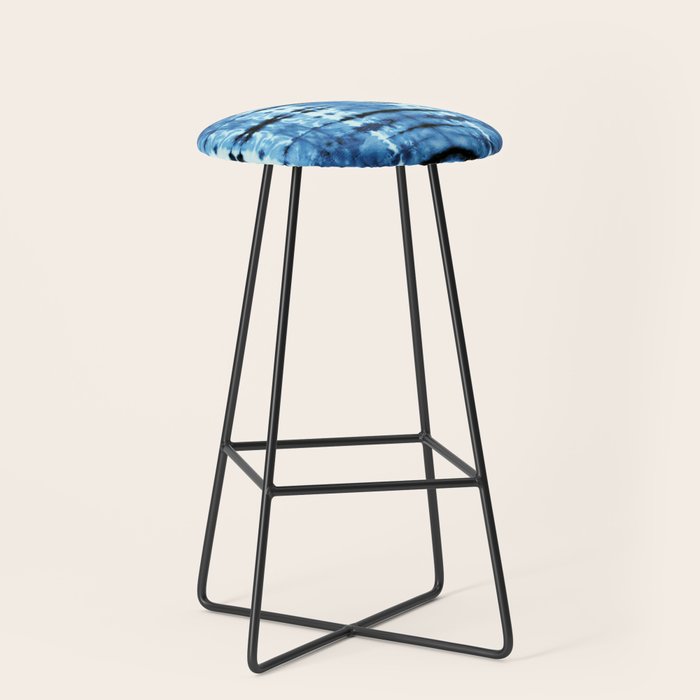Indigo Satin Shibori Stool Gallery Image 1