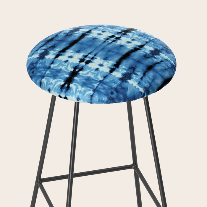 Indigo Satin Shibori Stool Gallery Image 2