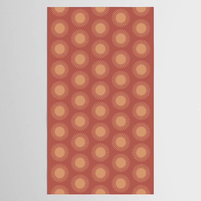Boho Summer Sun Pattern XIV Earthy Pink and Beige Tablecloth Gallery Image 2