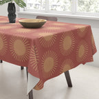 Boho Summer Sun Pattern XIV Earthy Pink and Beige Tablecloth Gallery Image 3
