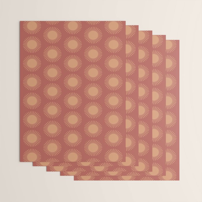 Boho Summer Sun Pattern XIV Earthy Pink and Beige Wrapping Paper Gallery Image 3