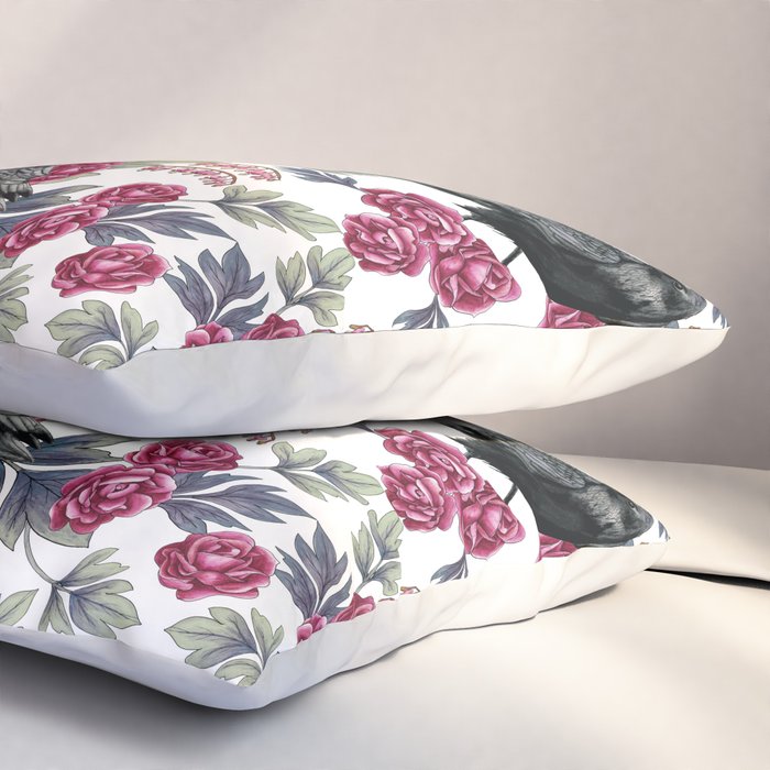 Crows, Bleeding Hearts & Roses Floral/Botanical Pattern Pillow Sham Gallery Image 3