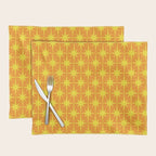 Mid Century Modern Atomic Age Starburst Pattern in Retro Orange and Yellow Placemat Gallery Image 1