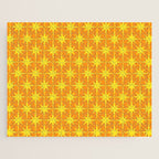 Mid Century Modern Atomic Age Starburst Pattern in Retro Orange and Yellow Jigsaw Puzzle Gallery Image 1