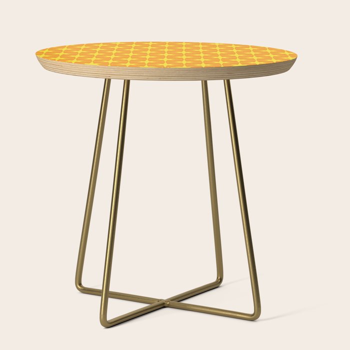 Mid Century Modern Atomic Age Starburst Pattern in Retro Orange and Yellow Side Table Gallery Image 1
