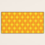 Mid Century Modern Atomic Age Starburst Pattern in Retro Orange and Yellow Desk Mat Gallery Image 3