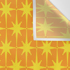 Mid Century Modern Atomic Age Starburst Pattern in Retro Orange and Yellow Wall Tapestry Gallery Image 3
