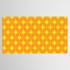 Mid Century Modern Atomic Age Starburst Pattern in Retro Orange and Yellow Tablecloth Gallery Image 2
