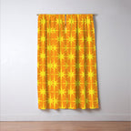 Mid Century Modern Atomic Age Starburst Pattern in Retro Orange and Yellow Window Curtain Gallery Image 3