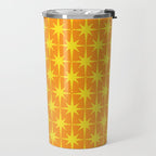 Mid Century Modern Atomic Age Starburst Pattern in Retro Orange and Yellow Travel Mug Gallery Image 2