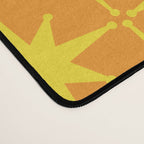 Mid Century Modern Atomic Age Starburst Pattern in Retro Orange and Yellow Desk Mat Gallery Image 4