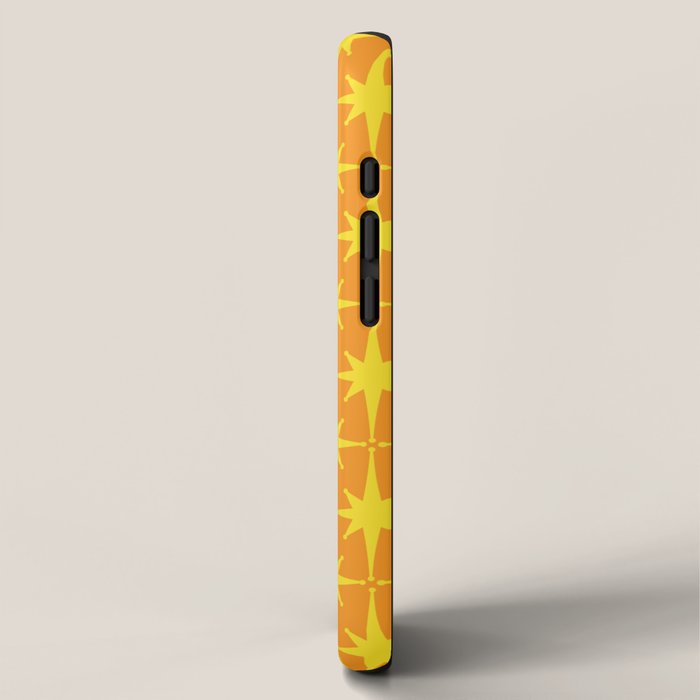 Mid Century Modern Atomic Age Starburst Pattern in Retro Orange and Yellow iPhone Case Gallery Image 2