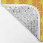 Mid Century Modern Atomic Age Starburst Pattern in Retro Orange and Yellow Bath Mat Gallery Image 2