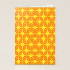 Mid Century Modern Atomic Age Starburst Pattern in Retro Orange and Yellow Stationery Card Gallery Image 2