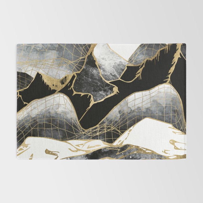 Minimal Black and Gold Mountains Rug Gallery Image 2