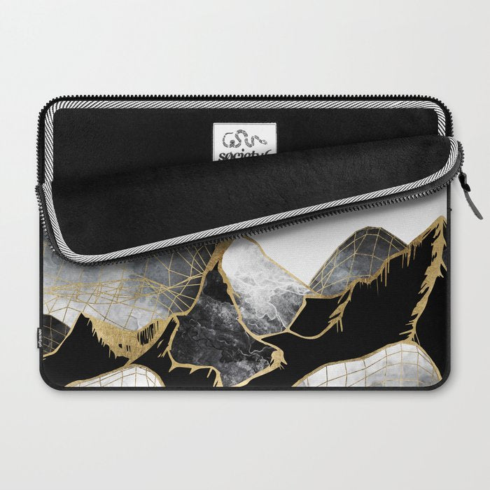 Minimal Black and Gold Mountains Laptop Sleeve Gallery Image 2