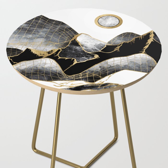 Minimal Black and Gold Mountains Side Table Gallery Image 2