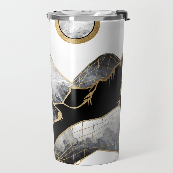 Minimal Black and Gold Mountains Travel Mug Gallery Image 2