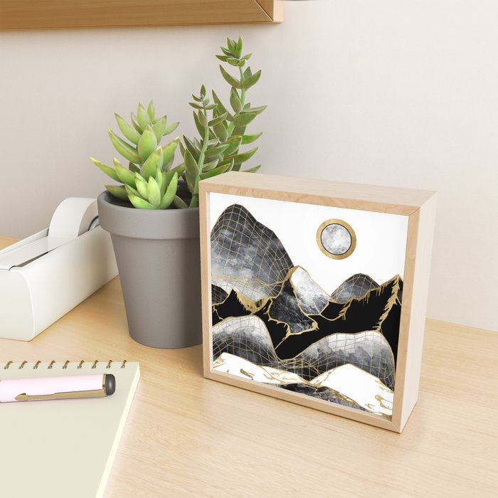 Minimal Black and Gold Mountains Mini Art Print Gallery Image 2