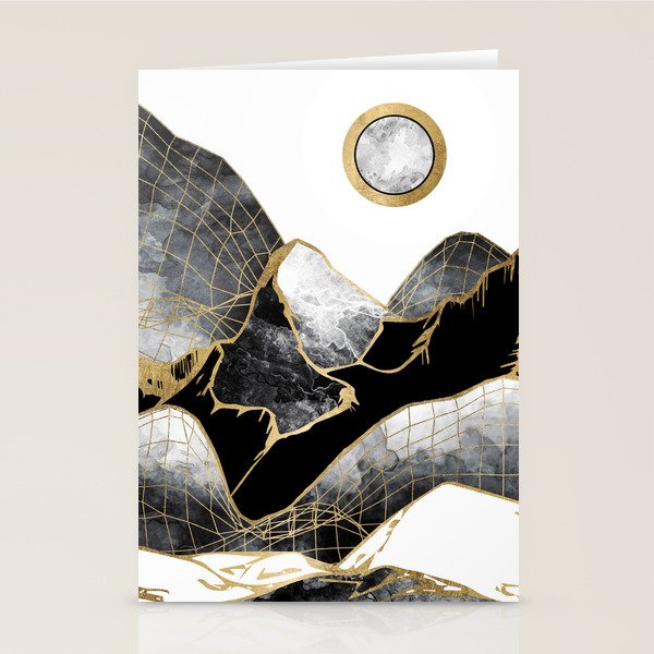 Minimal Black and Gold Mountains Stationery Card Gallery Image 2