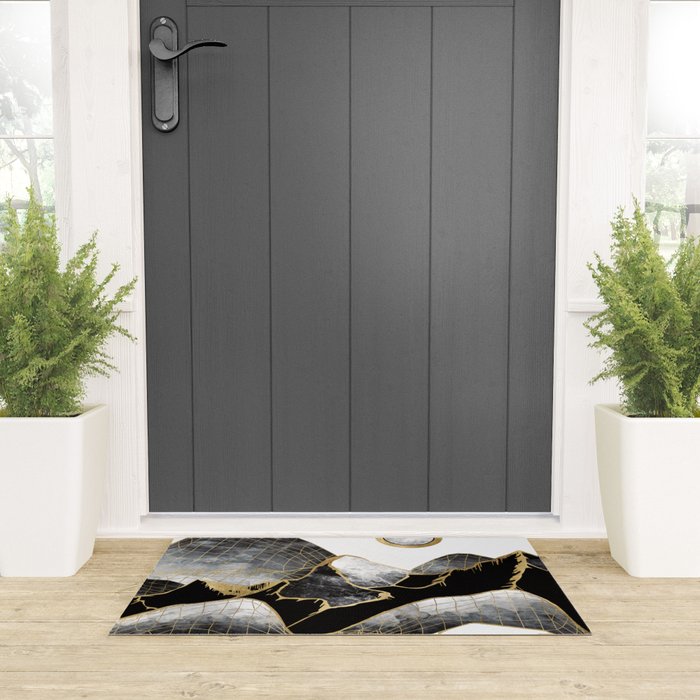 Minimal Black and Gold Mountains Welcome Mat Gallery Image 3
