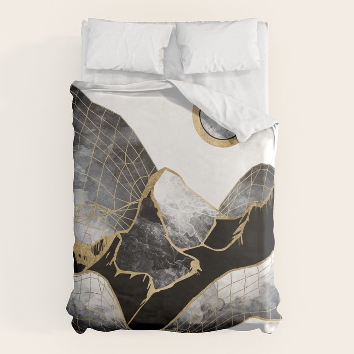 Minimal Black and Gold Mountains Duvet Cover Gallery Image 6
