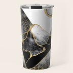 Minimal Black and Gold Mountains Travel Mug Gallery Image 1
