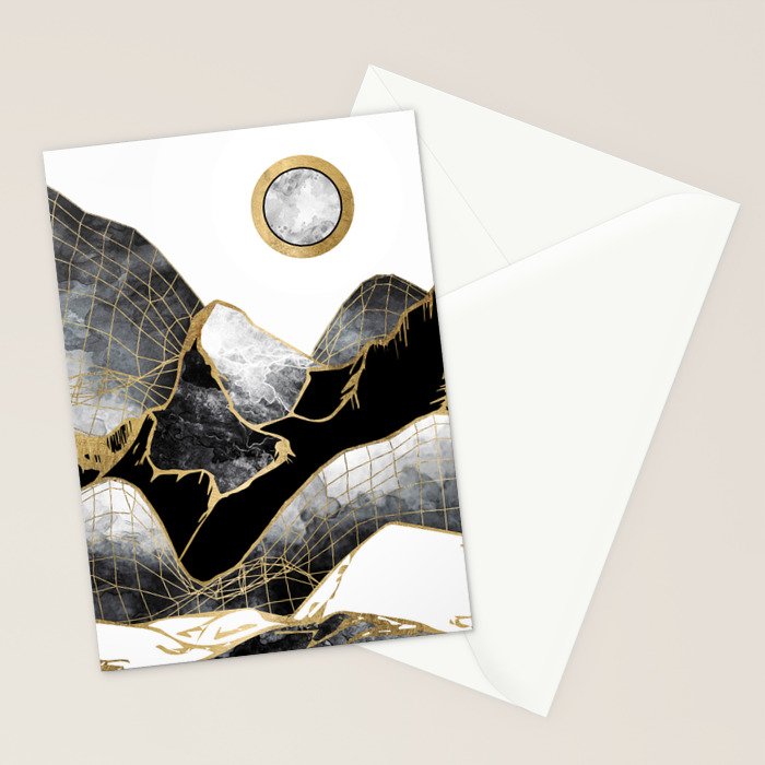 Minimal Black and Gold Mountains Stationery Card Gallery Image 2