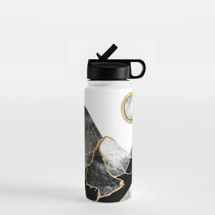 Minimal Black and Gold Mountains Water Bottle Gallery Image 1