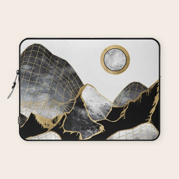 Minimal Black and Gold Mountains Laptop Sleeve Gallery Image 1