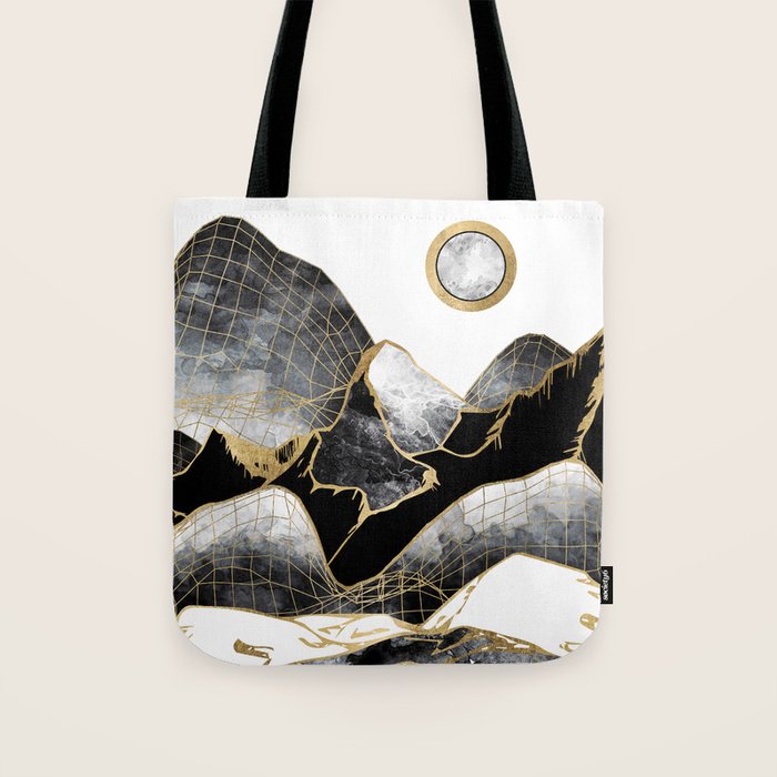 Minimal Black and Gold Mountains Tote Bag Gallery Image 1
