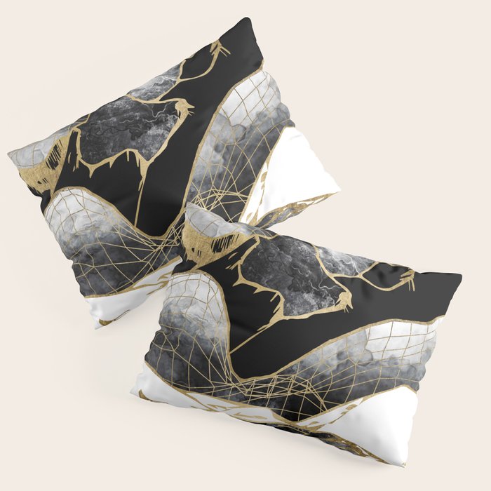 Minimal Black and Gold Mountains Pillow Sham Gallery Image 3