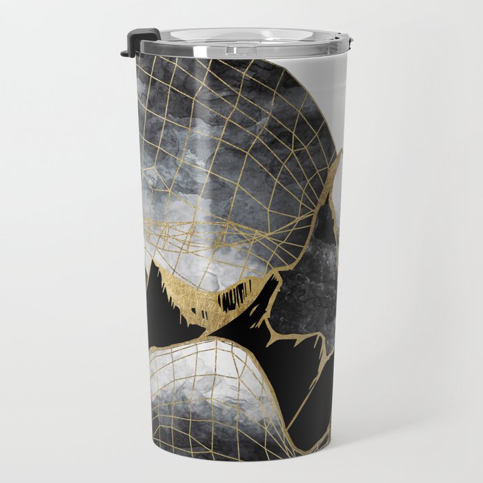 Minimal Black and Gold Mountains Travel Mug Gallery Image 3