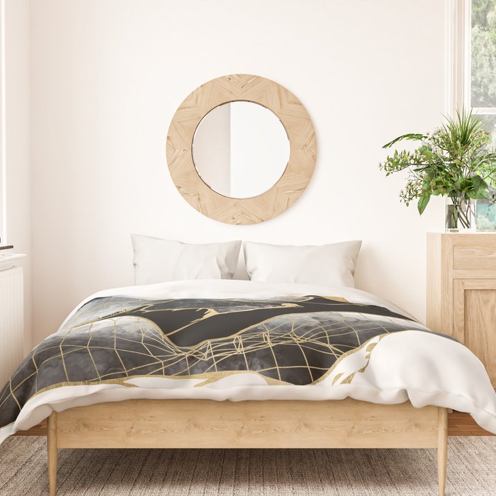 Minimal Black and Gold Mountains Duvet Cover Gallery Image 3