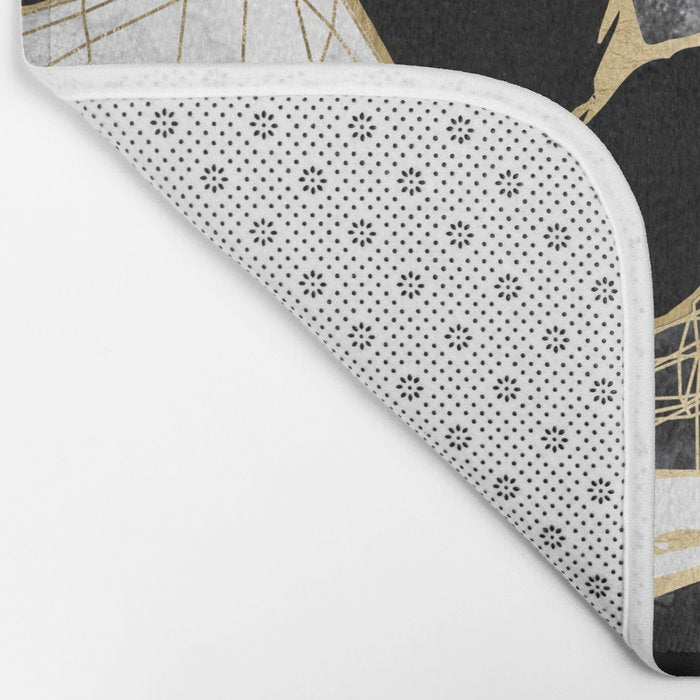 Minimal Black and Gold Mountains Bath Mat Gallery Image 2