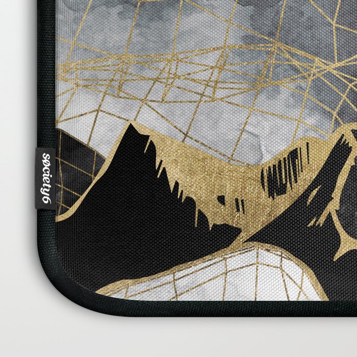 Minimal Black and Gold Mountains Laptop Sleeve Gallery Image 3