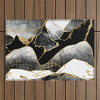 Minimal Black and Gold Mountains Outdoor Rug Gallery Image 1