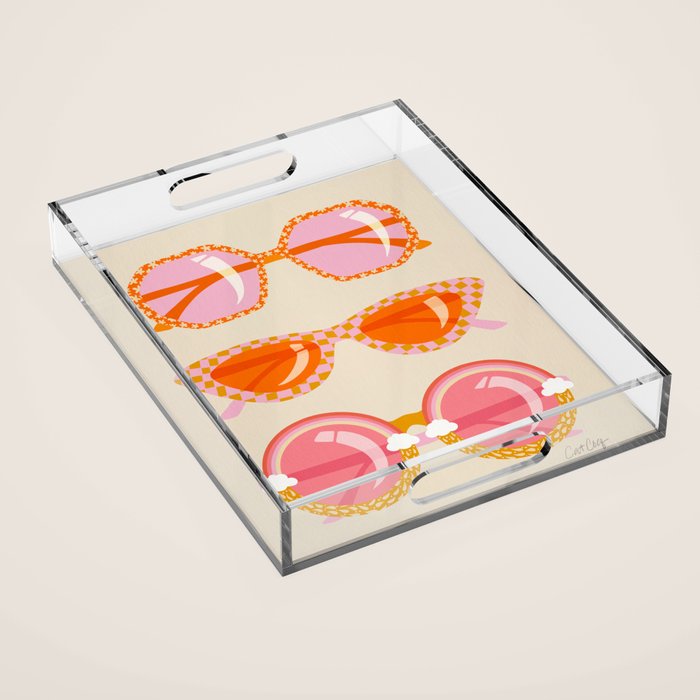Retro Sunglasses - Peach OmbrÃ© on Cream Acrylic Tray Gallery Image 1