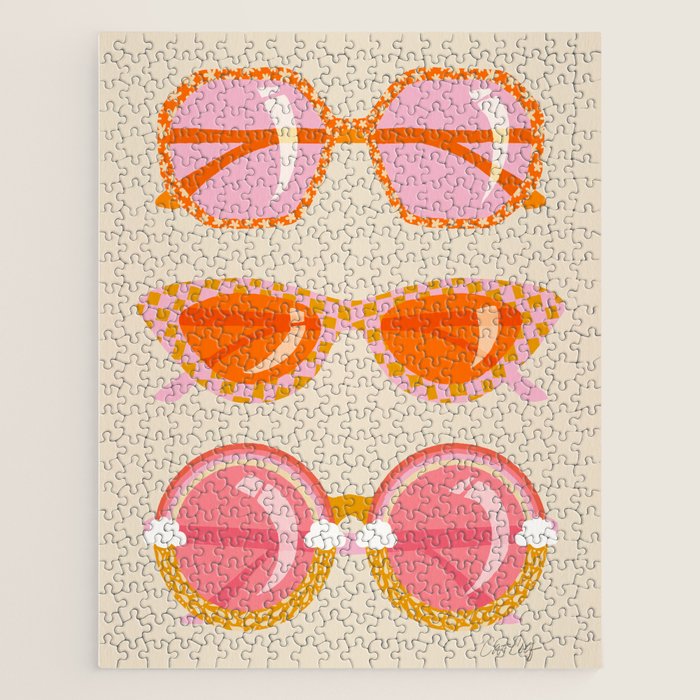 Retro Sunglasses - Peach OmbrÃ© on Cream Jigsaw Puzzle Gallery Image 1
