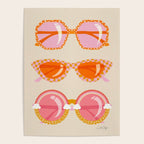 Retro Sunglasses - Peach OmbrÃ© on Cream Poster Gallery Image 4