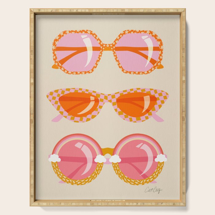 Retro Sunglasses - Peach OmbrÃ© on Cream Serving Tray Gallery Image 1