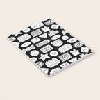 Funny black and white cartoon sticker quote pattern Notebook Gallery Image 3