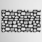 Funny black and white cartoon sticker quote pattern Tablecloth Gallery Image 2