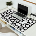 Funny black and white cartoon sticker quote pattern Desk Mat Gallery Image 2