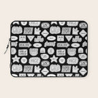Funny black and white cartoon sticker quote pattern Laptop Sleeve Gallery Image 1