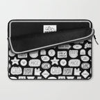 Funny black and white cartoon sticker quote pattern Laptop Sleeve Gallery Image 2