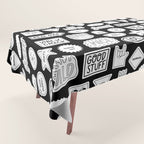 Funny black and white cartoon sticker quote pattern Tablecloth Gallery Image 1