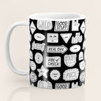 Funny black and white cartoon sticker quote pattern Coffee Mug Gallery Image 3